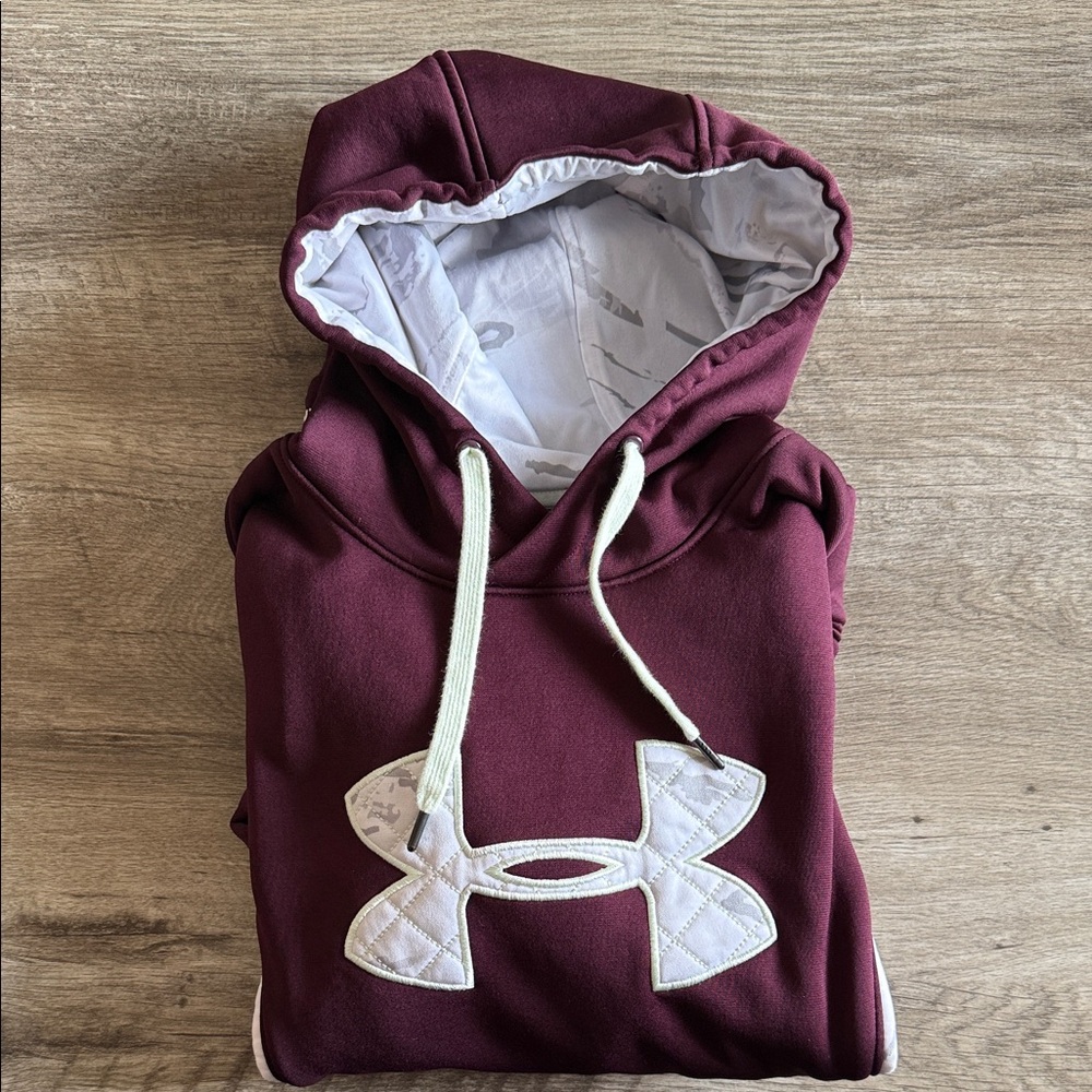 Under Armour Burgundy Hoodie with White Logo